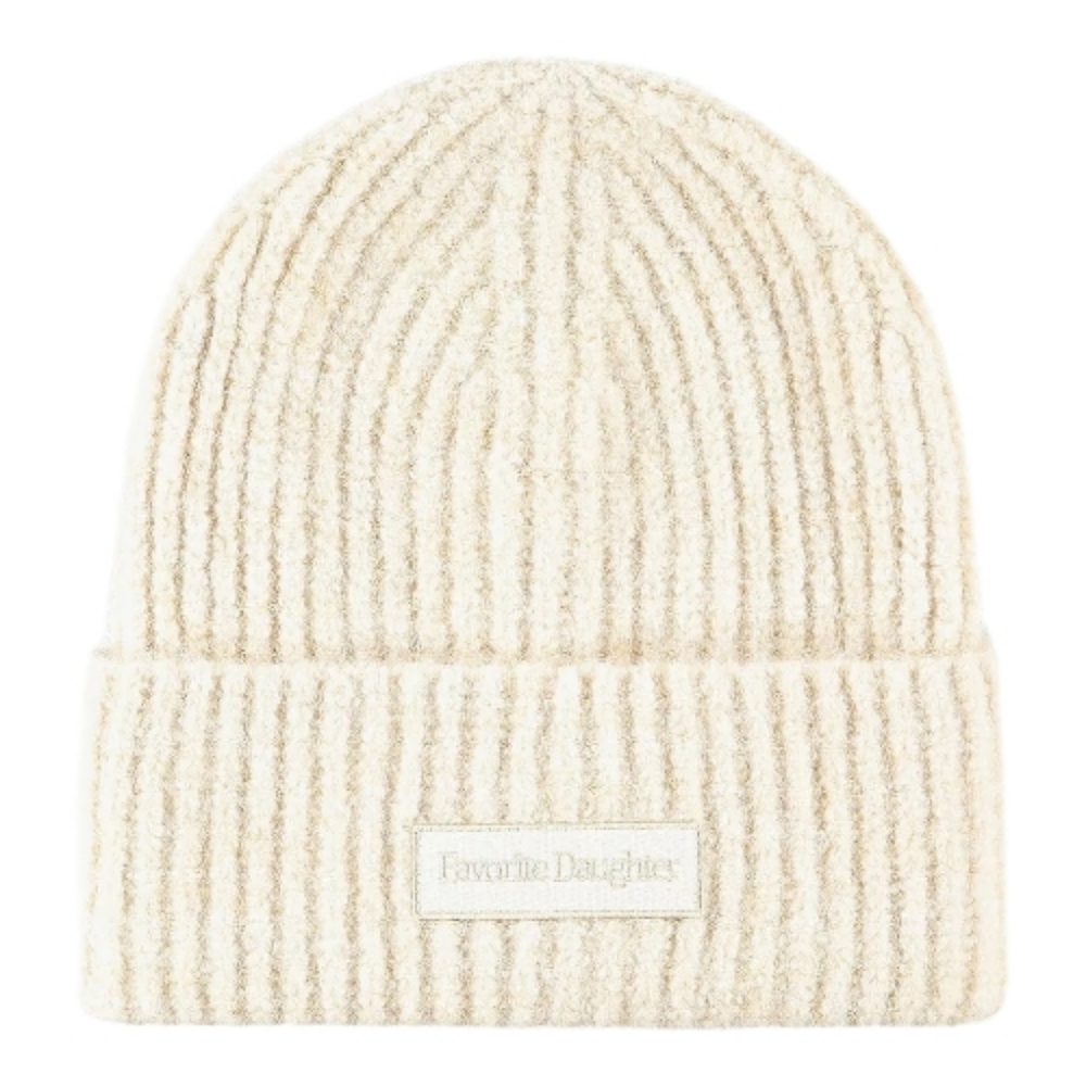 Favorite Daughter Wool Blend Beanie with Patch OS in Cream Retail $68